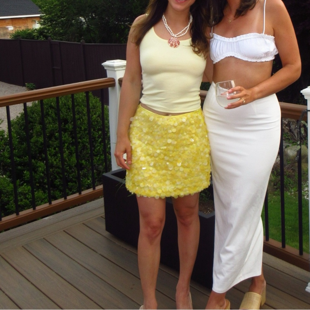 Zara Yellow Sequin Mini Skirt